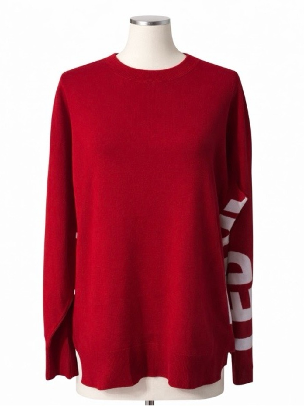 Ted Baker Logo Sweater Red Knit Womens Oversized Size 5 Cozy Streetwear Office
